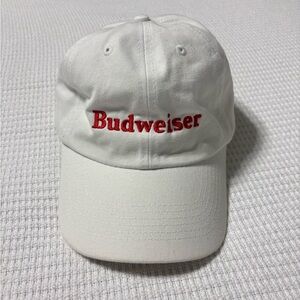 Budweiser White Hat with Red Emblem